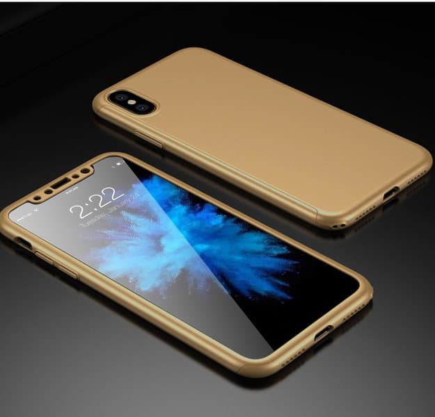 Eksklusiv 360 Cover iPhone X front / bag skærmbeskytter Guld (gold)