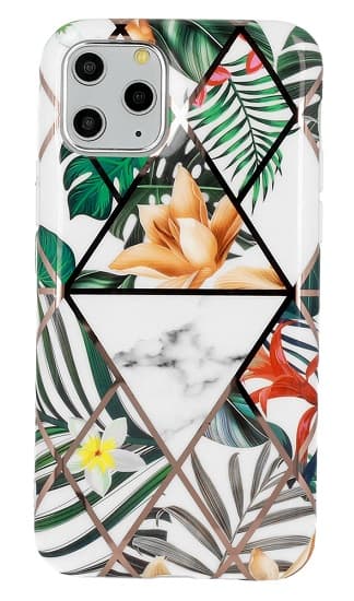 iPhone 11 Skal Marmor Monstera Jungle Gul Blomma