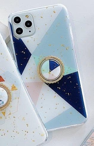 iPhone11 Pro Max skal geometriske former guld flager ring
