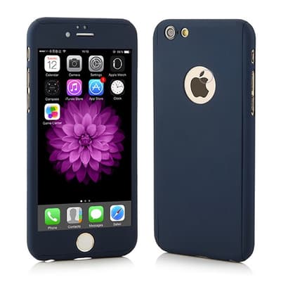 iPhone 6 / 6s Exklusivt 360° skal fram & baksida + Härdat glas skärmskydd SVART