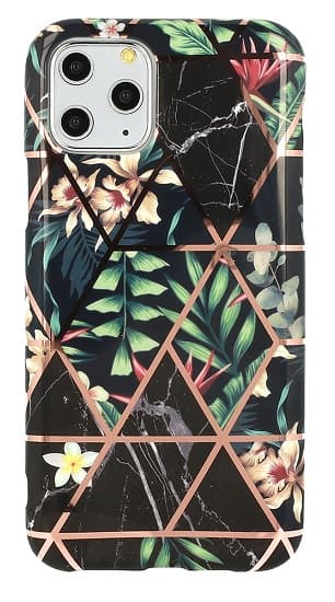 iPhone X / iPhone Xs Skal Marmor Monstera Jungle Svart