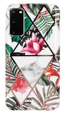 Samsung Galaxy S20 Skal Marmor Monstera Jungle Rosa Blomma
