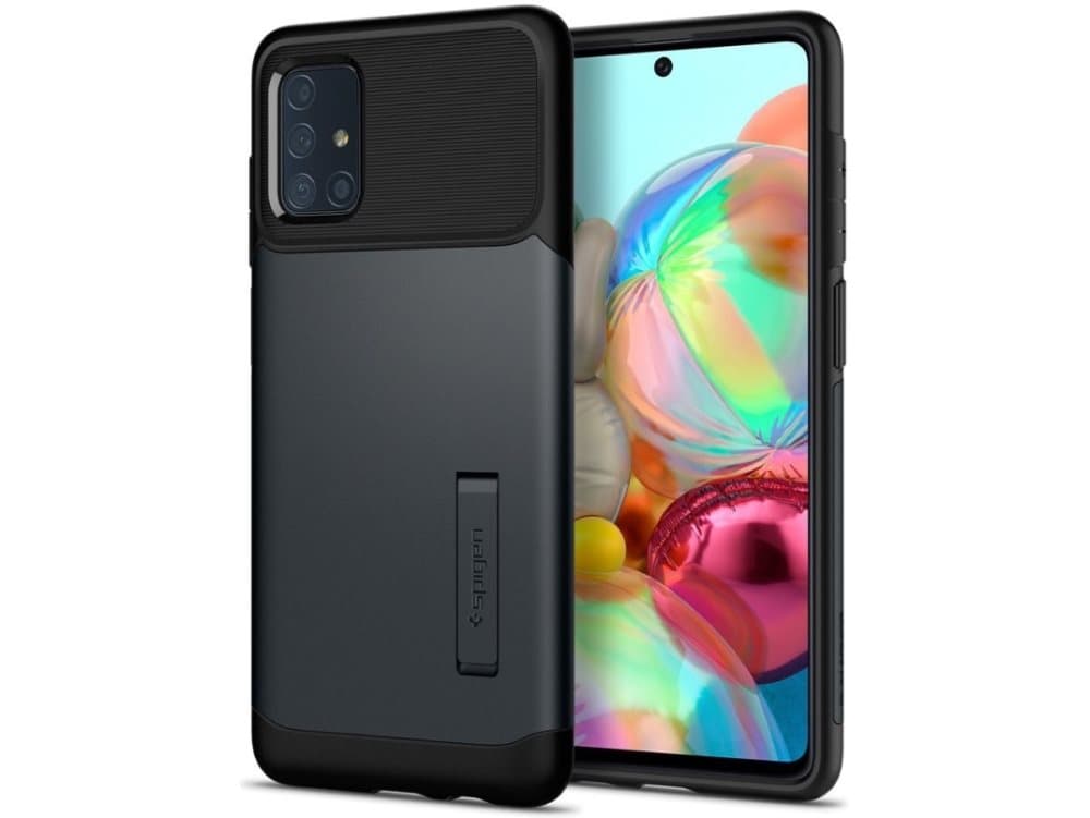 Spigen Slim Armor, Omslag, Samsung, Galaxy A71 (2020), 17 cm (6.7"), Svart, Metallisk