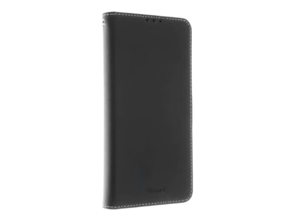 Insmat Exclusive Flip Case - Vikbart fodral för mobiltelefon - genuint läder, polyuretan, polykarbonat - svart - för Samsung Galaxy Xcover Pro