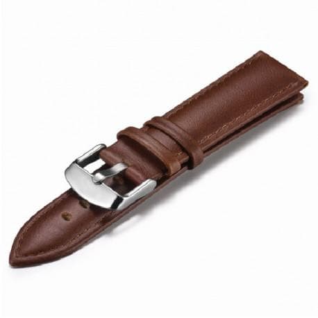 Klockarmband Brunt PU-Läder 18/20/22mm - Stålspänne