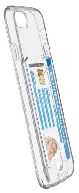 Cellularline Flex Pocket, Transparant skal med kortficka till iPhone 7/8/SE (2nd