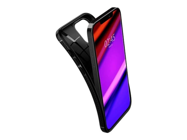 Spigen Rugged Armor - Baksidesskydd för mobiltelefon - termoplastisk polyuretan (TPU) - mattsvart - 6.1" - för Apple iPhone 12, 12 Pro