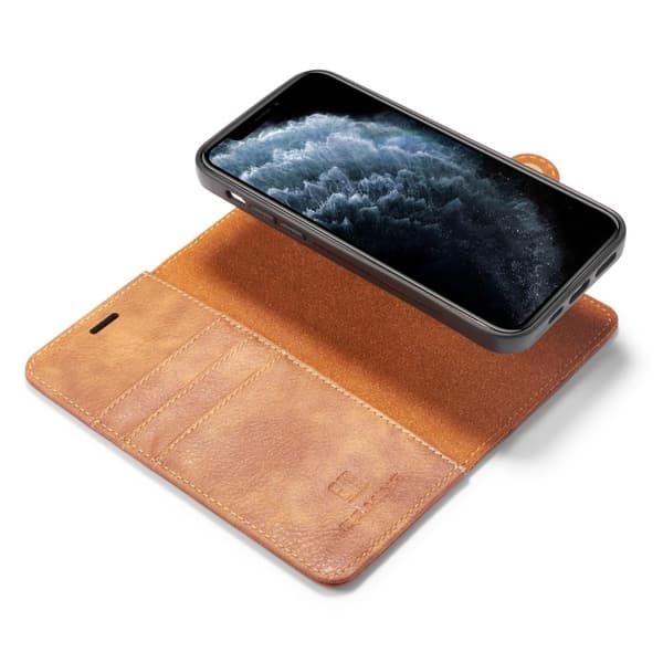 DG.MING iPhone 12/12 Pro tyylikäs lompakkokotelo - ruskea