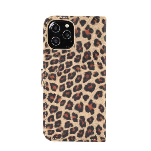 Leopardmønster tegnebogsovertræk til iPhone 12 Pro Max - Brun