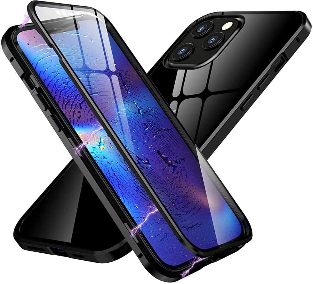 Premium iPhone 12 12 Pro, stødabsorberende magnetskaller med glas C4U®