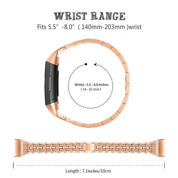 Dual Rows Bracelet Fitbit Charge 3/4 Rose Guld