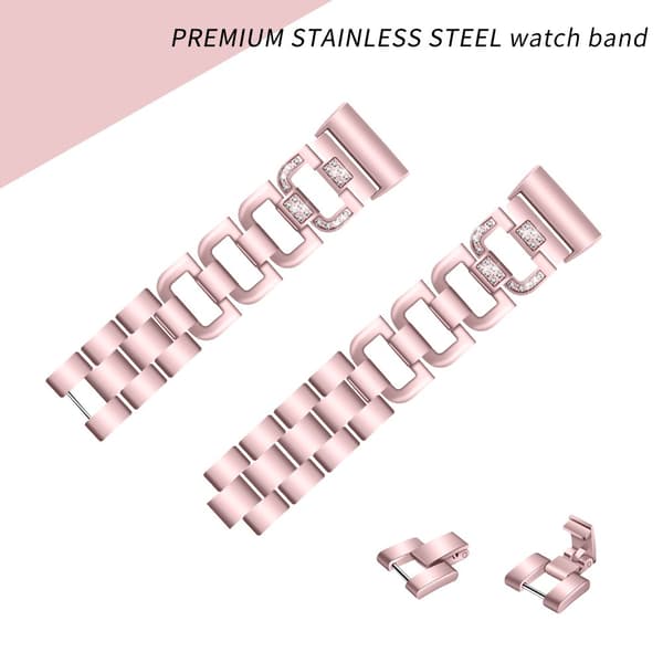 Rhinestone Metallarmband Fitbit Charge 3/4 Rosa