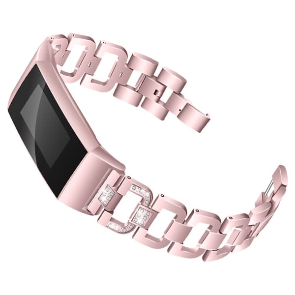Rhinestone Metallarmband Fitbit Charge 3/4 Rosa