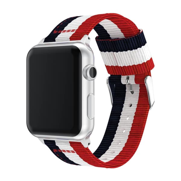 Nylonarmband Apple Watch 42/44/45 mm Blå/Vit/Röd