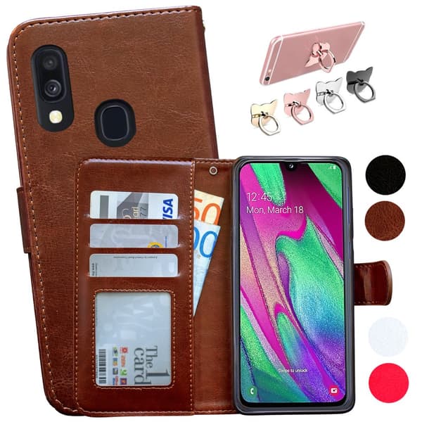 Samsung Galaxy A40 - Läderfodral / Skydd Black