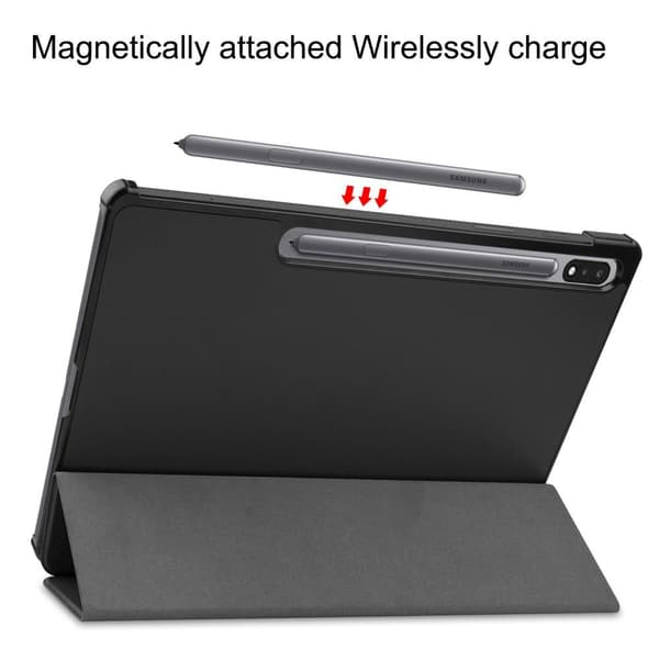 Trifoldet Stand Smart Taske til Samsung Galaxy Tab S7 Plus - Sort