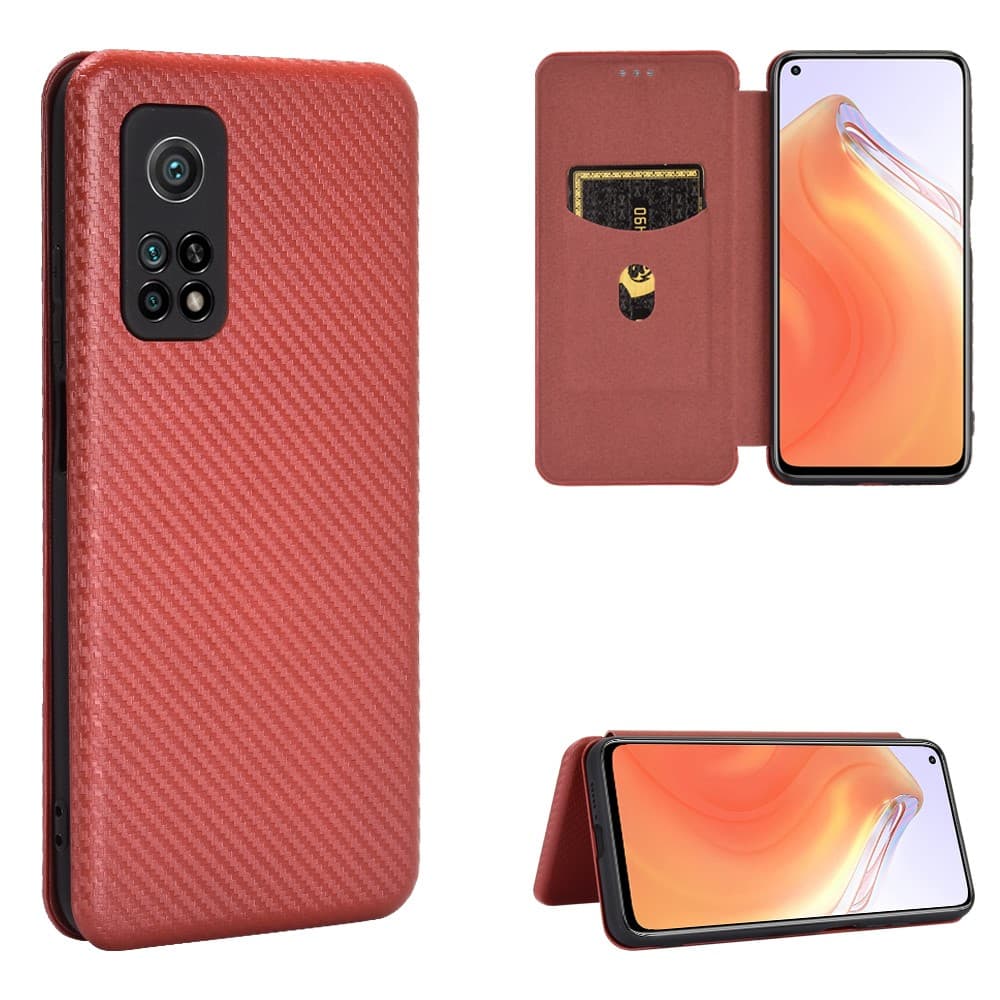 Xiaomi Mi 10T/10T Pro Fodral Kolfibertextur Brun