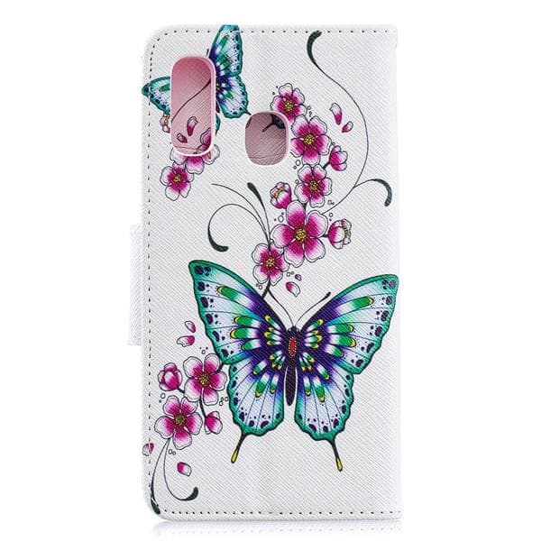 Plånboksfodral Samsung Galaxy A20e – Fjärilar och Blommor
