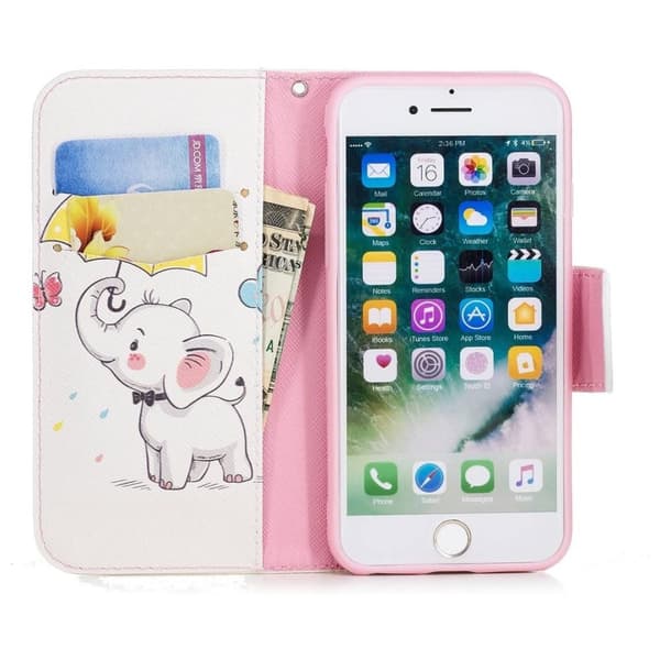 Plånboksfodral Apple iPhone 8 – Elefant med Paraply