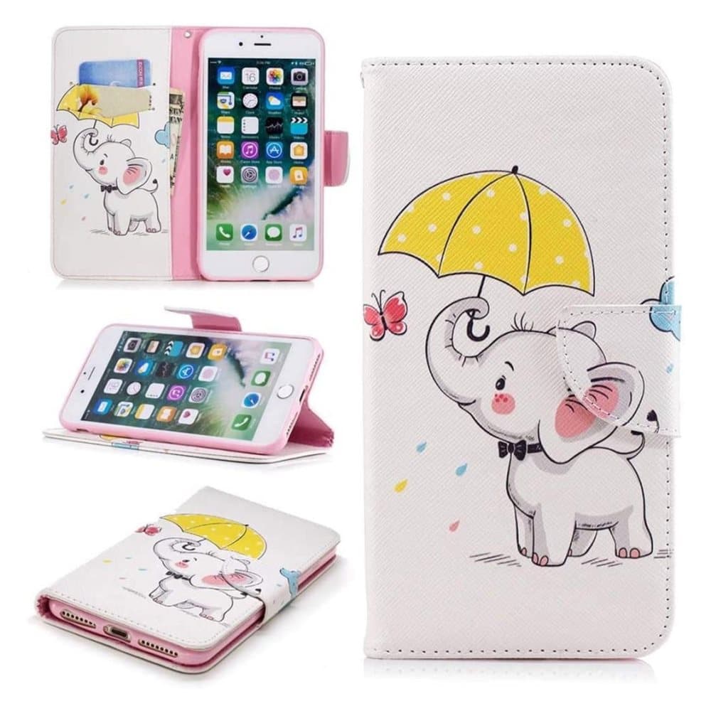 Plånboksfodral Apple iPhone 8 Plus - Elefant med Paraply