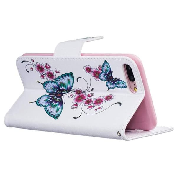Plånboksfodral Apple iPhone 8 Plus – Fjärilar och Blommor
