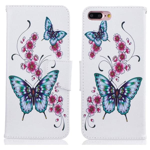 Plånboksfodral Apple iPhone 8 Plus – Fjärilar och Blommor