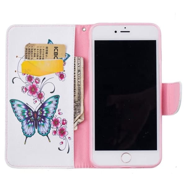 Plånboksfodral Apple iPhone 8 Plus – Fjärilar och Blommor