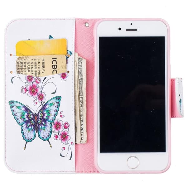 Plånboksfodral Apple iPhone 8 – Fjärilar och Blommor