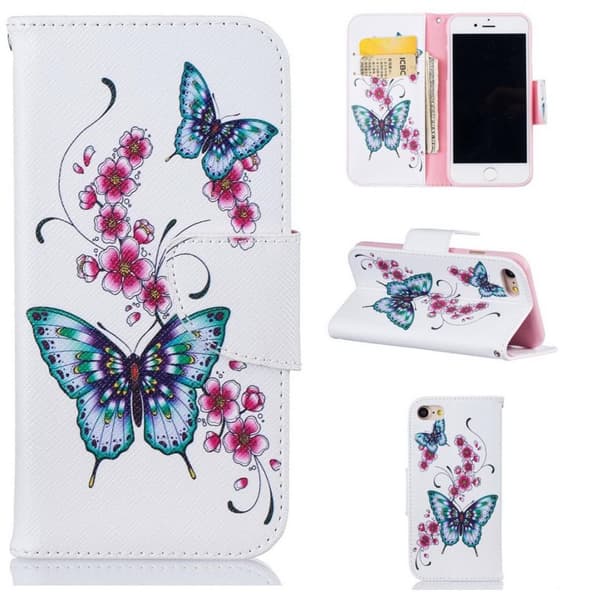 Plånboksfodral Apple iPhone 8 – Fjärilar och Blommor