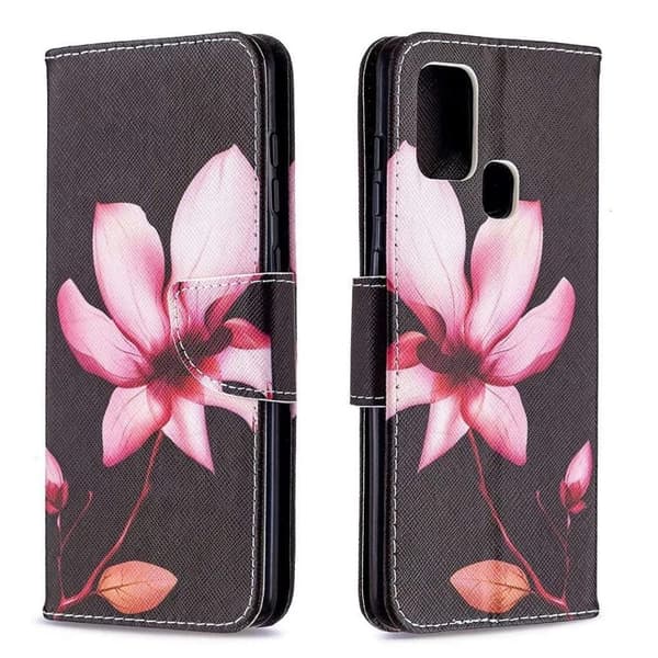 Lompakkokotelo Samsung Galaxy A21s - Vaaleanpunainen Kukka