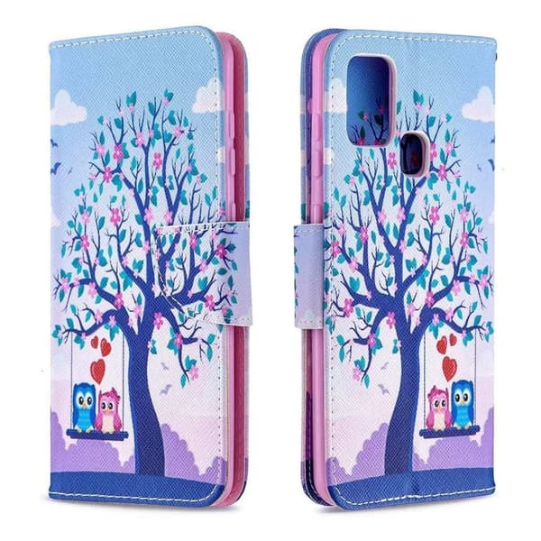Lompakkokotelo Samsung Galaxy A21s - Pöllöt Keinussa