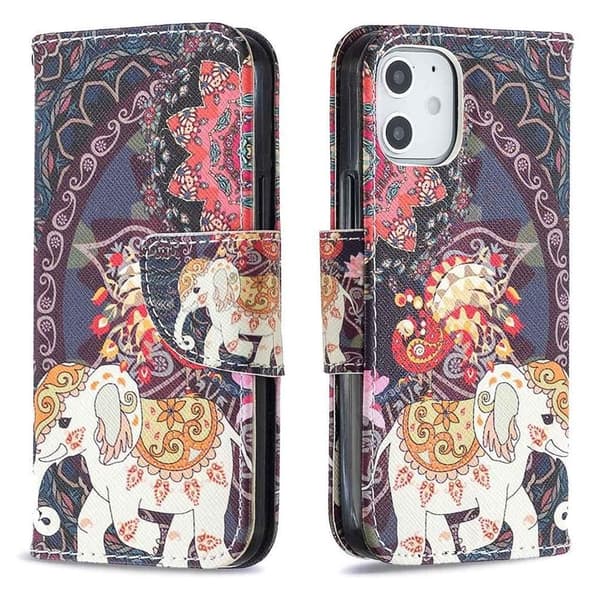 Plånboksfodral Apple iPhone 12 Mini – Indiskt / Elefant