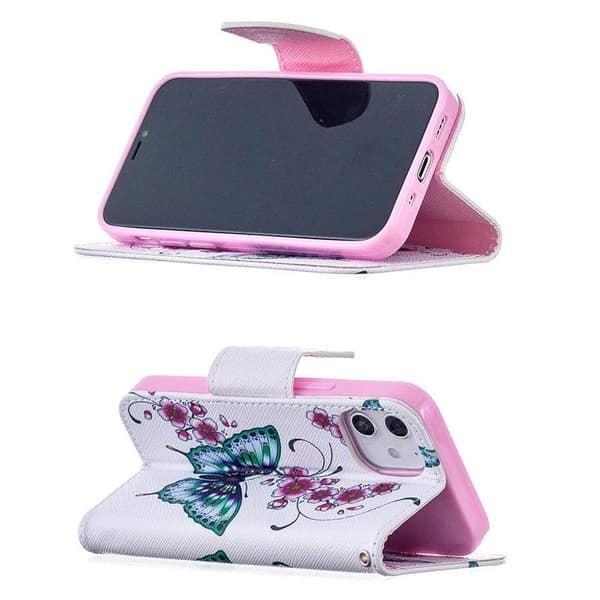 Plånboksfodral Apple iPhone 12 – Fjärilar och Blommor