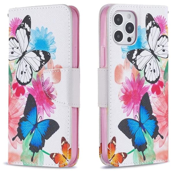 Plånboksfodral Apple iPhone 12 Pro – Färgglada Fjärilar