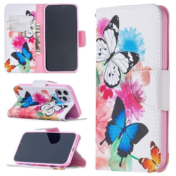 Plånboksfodral Apple iPhone 12 Pro – Färgglada Fjärilar
