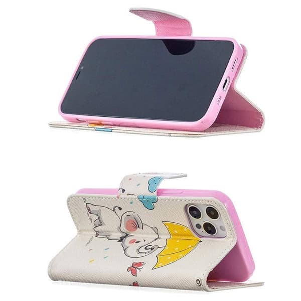 Plånboksfodral Apple iPhone 12 Pro – Elefant med Paraply