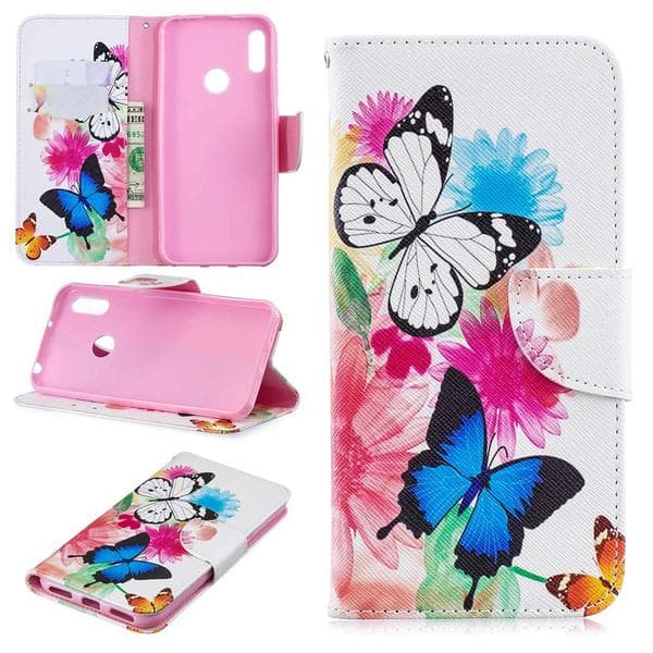 Plånboksfodral Huawei Y6 2019  – Färgglada Fjärilar
