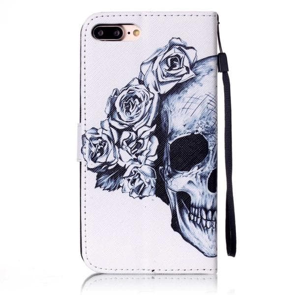Plånboksfodral iPhone 6 Plus / 6s Plus – Döskalle / Rosor