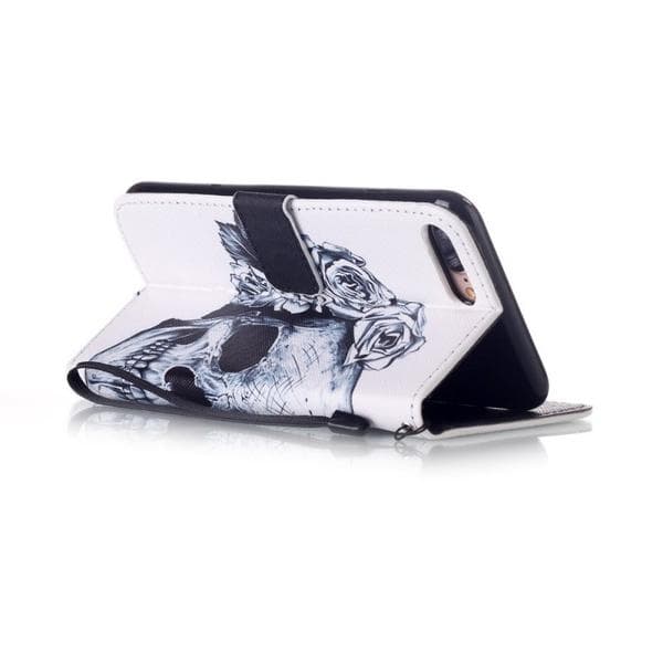 Plånboksfodral iPhone 6 Plus / 6s Plus – Döskalle / Rosor