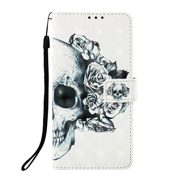 Plånboksfodral Samsung Galaxy A40 – Döskalle / Rosor