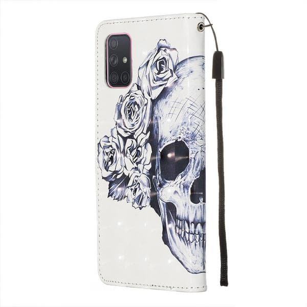 Plånboksfodral Samsung Galaxy A71 – Döskalle / Rosor
