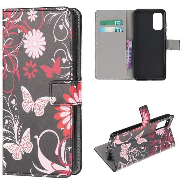Plånboksfodral Samsung Galaxy S20 - Svart med Fjärilar