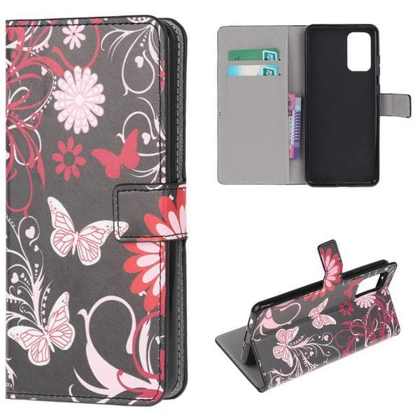 Plånboksfodral Samsung Galaxy S20 Plus - Svart med Fjärilar