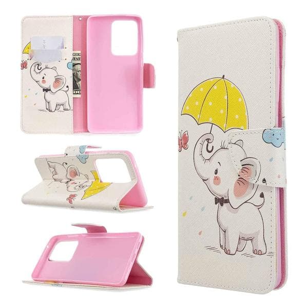 Plånboksfodral Samsung Galaxy S20 Ultra – Elefant med Paraply
