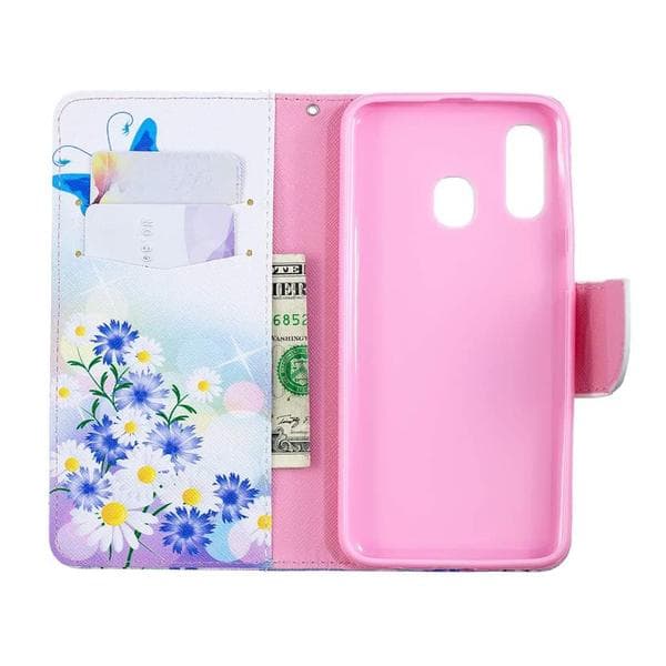 Plånboksfodral Samsung Galaxy A40 – Fjärilar och Blommor