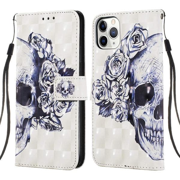 Plånboksfodral Apple iPhone 11 Pro – Döskalle / Rosor