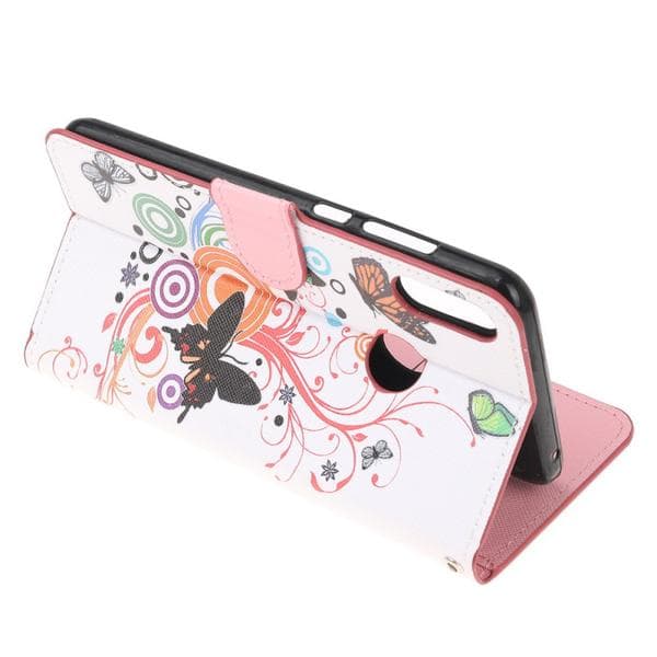 Plånboksfodral Huawei Y6 2019 - Vit med Fjärilar