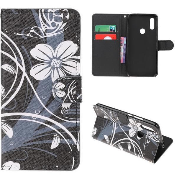 Plånboksfodral Huawei Y6 2019 - Svart med Blommor