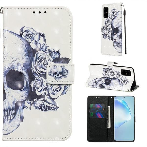 Plånboksfodral Samsung Galaxy S20 Plus – Döskalle / Rosor