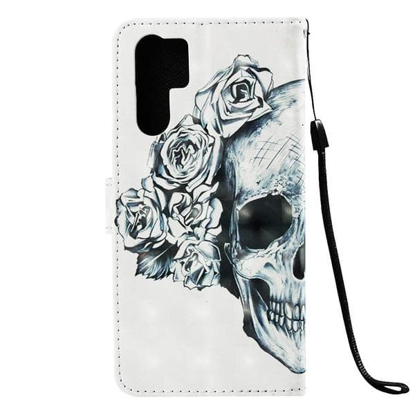 Plånboksfodral Huawei P30 Pro – Döskalle / Rosor